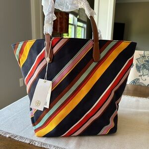 Tory Burch Multicolor Striped Women's Tote Bag- medley strip classic -NWT